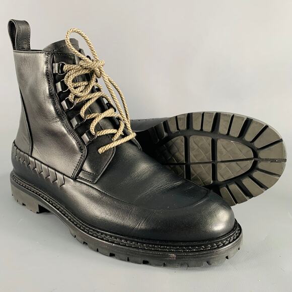 BOTTEGA VENETA Size 8.5 Black Leather Lace-Up Boots main image 5